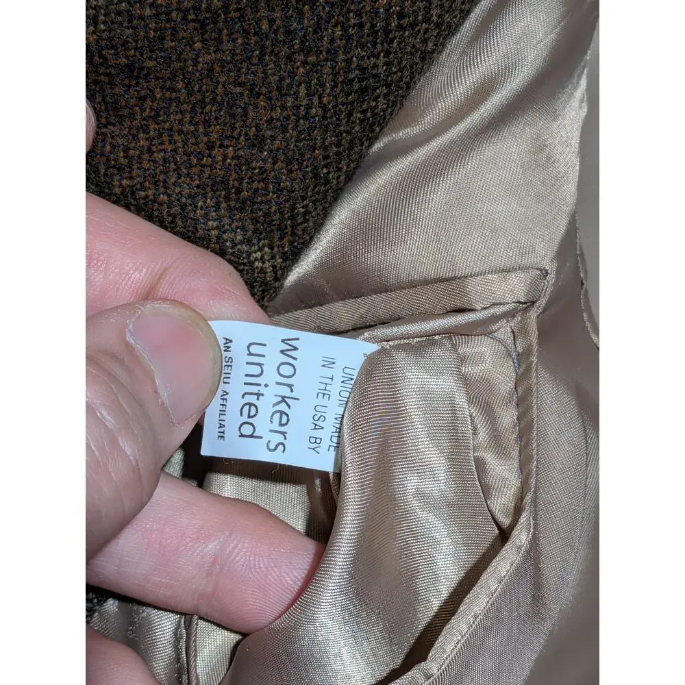 Hart Schaffner Marx Wool Tweed Blazer Mens‎ 42XL Brown USA Made Sport Coat